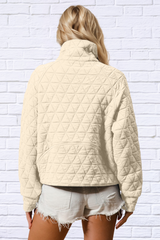 Half Zip Long Sleeve Quilted Sweatshirt with Pocket