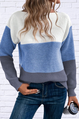 Color Block Boat Neck Sweater