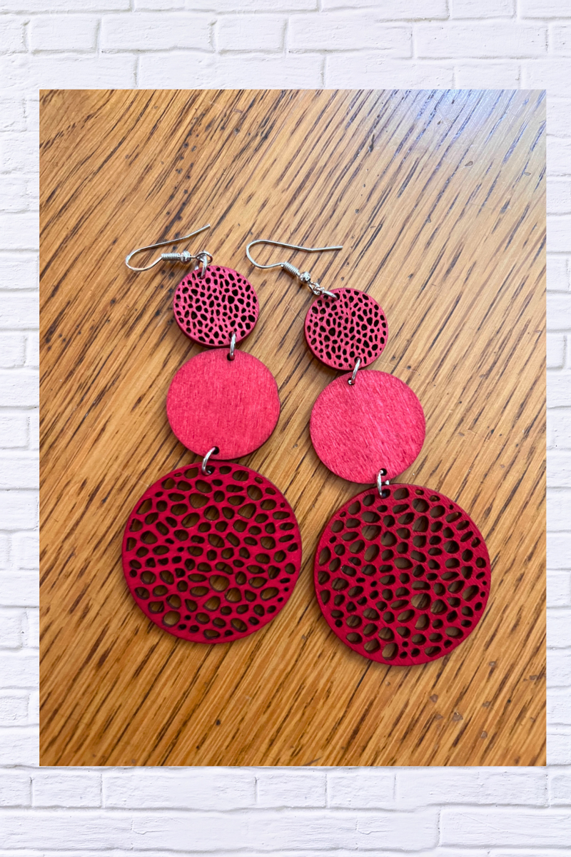 Vibrant Round-Shaped Hollow Pattern Dangle Earrings