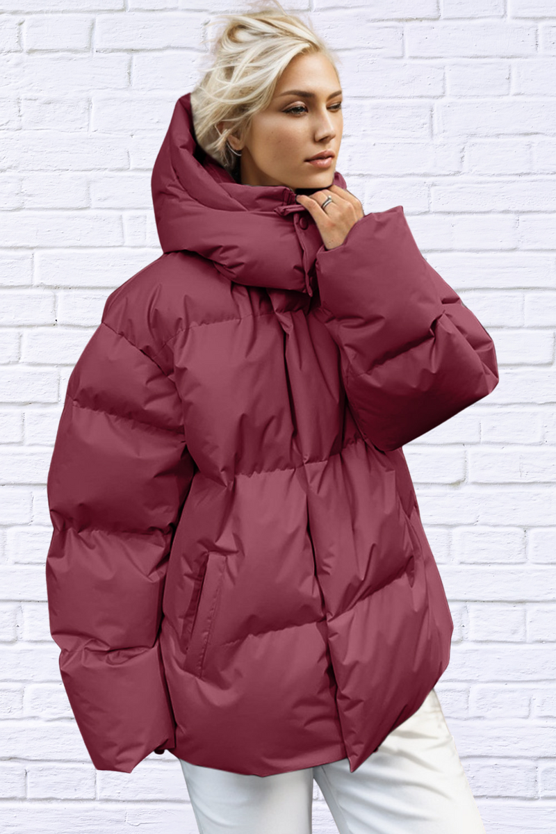 Diva Usa Woman's Pocketed Zip Up Hooded Puffer Jacket