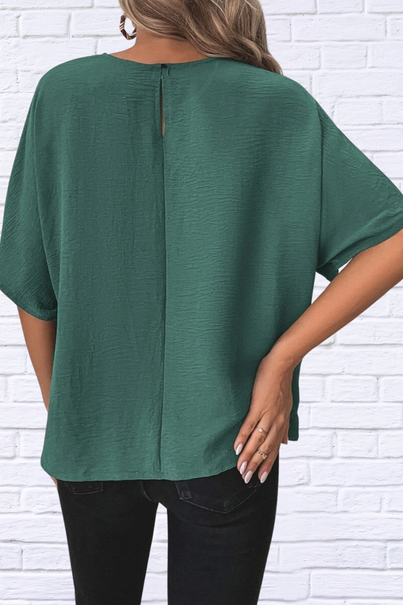 Knotted Round Neck Half Sleeve Blouse