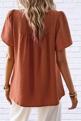 Lace Detail Round Neck Short Sleeve Blouse