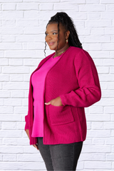 Diva Usa Full Size Waffle-Knit Open Front Cardigan