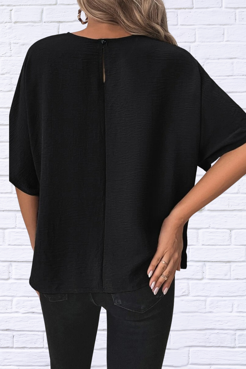 Knotted Round Neck Half Sleeve Blouse