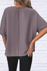 Knotted Round Neck Half Sleeve Blouse