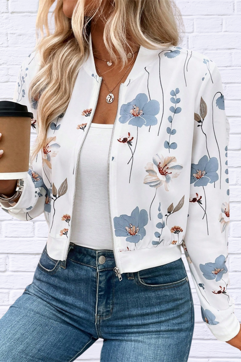 Printed Zip Up Long Sleeve Jacket