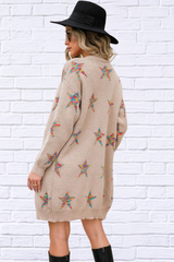 Star Open Front Long Sleeve Cardigan