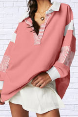 Lala Collared Neck Long Sleeve Sweatshirt