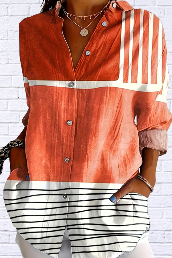 Sun Goddess Abstract Button-Up Blouse