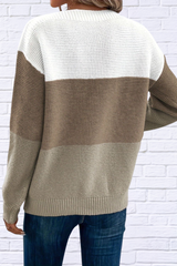 Color Block Boat Neck Sweater