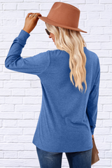 V-Neck Buttoned Long Sleeve Blouse