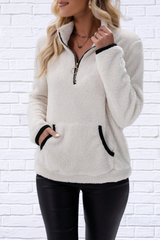 Half Zip Long Sleeve Furry Sweatshirt