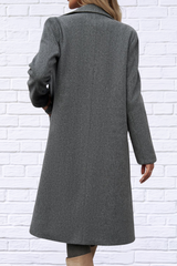 Pocketed Collared Neck Long Sleeve Coat