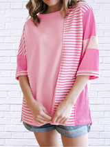 Stripe Color Block Half Sleeve T-Shirt