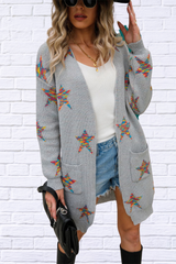 Star Open Front Long Sleeve Cardigan