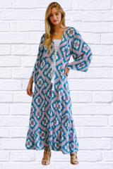 Printed Long Sleeve Loose Kimono