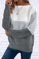 Color Block Boat Neck Sweater