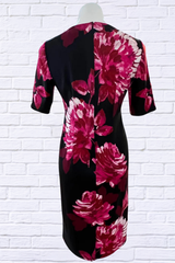 Cerise and Black Floral Dress