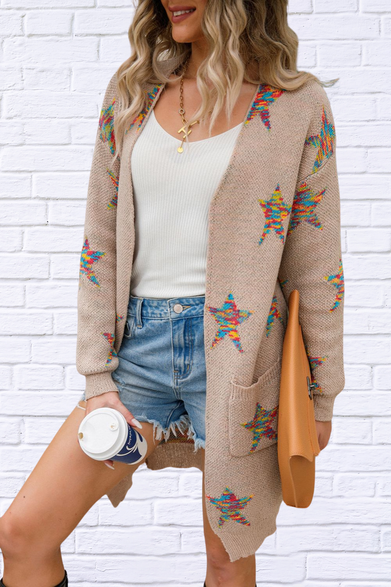 Star Open Front Long Sleeve Cardigan