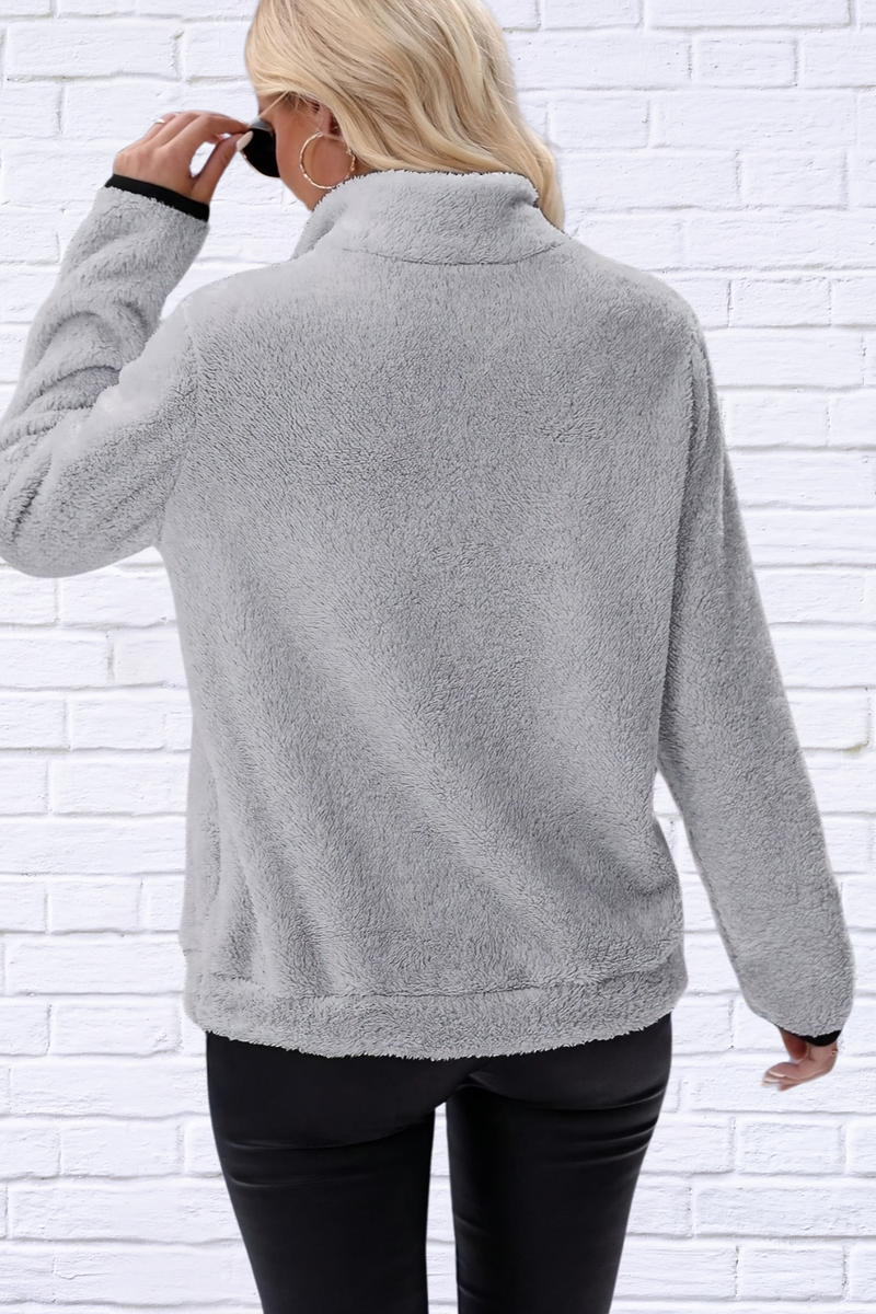 Half Zip Long Sleeve Furry Sweatshirt