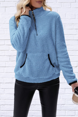 Half Zip Long Sleeve Furry Sweatshirt