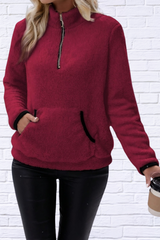 Half Zip Long Sleeve Furry Sweatshirt