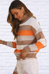 Color Block Drop Shoulder Turtleneck Sweater