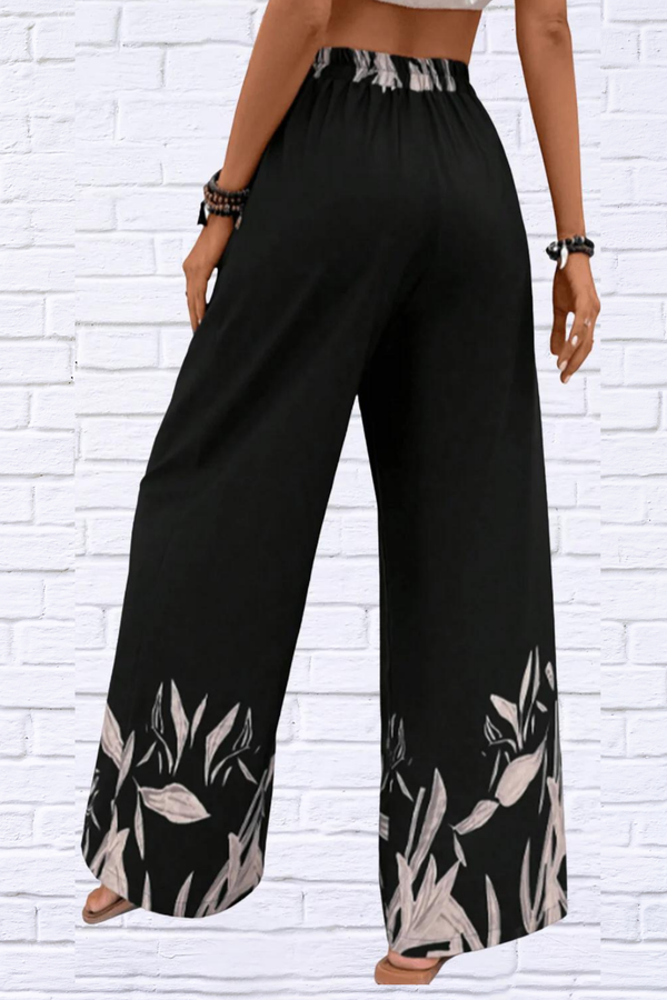 Drawstring High Waist Relax Fit Long Pants