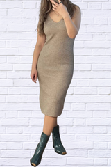 Neck Cami Dress and Open Front Cardigan Sweater Set