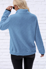 Half Zip Long Sleeve Furry Sweatshirt