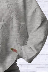 Plus Size Star Texture Long Sleeve Drawstring Hoodie