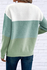 Color Block Boat Neck Sweater