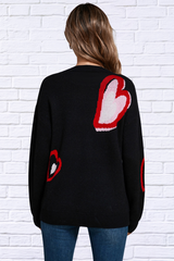 Heart Round Neck Long Sleeve Sweater