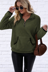 Half Zip Long Sleeve Furry Sweatshirt