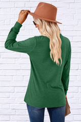 V-Neck Buttoned Long Sleeve Blouse