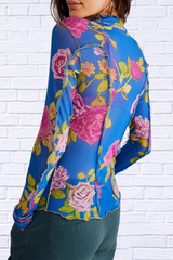 Floral Mock Neck Long Sleeve Top