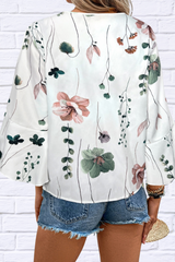 Hillary Ruffled Printed V-Neck Half Sleeve Blouse