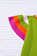 Color Block Round Neck Knit Top