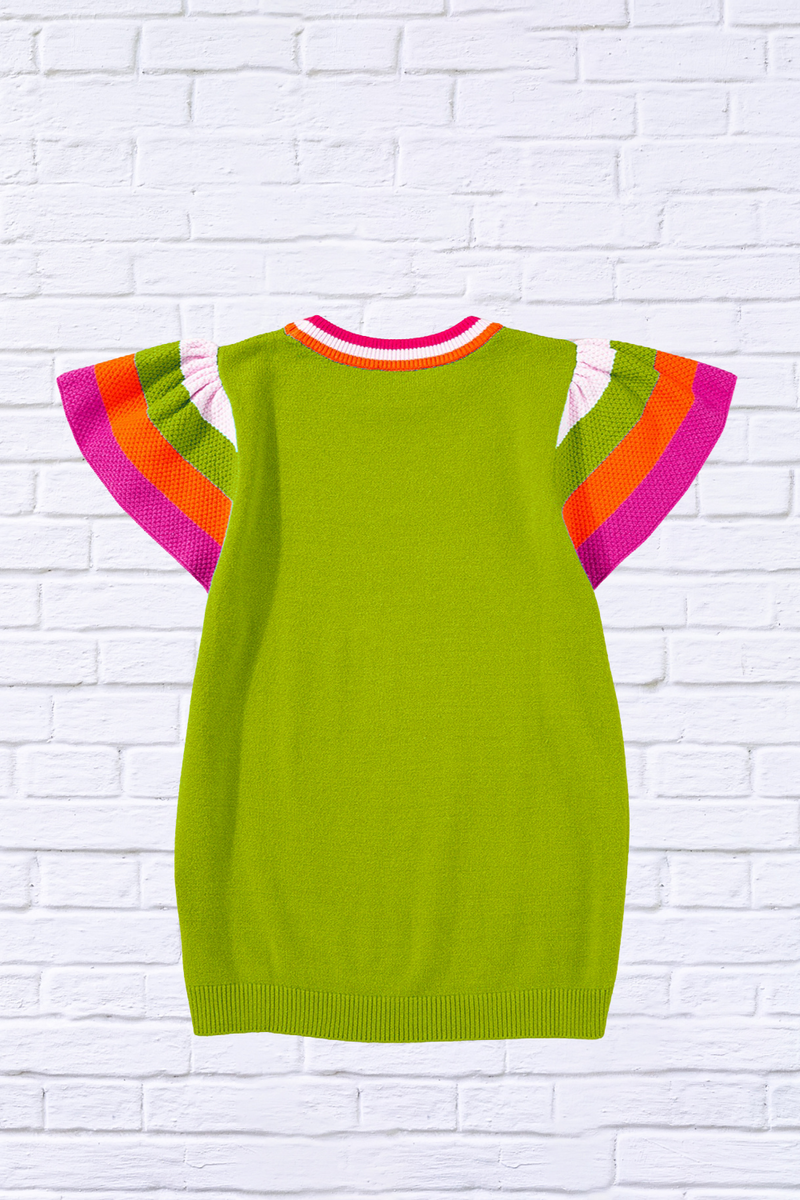 Color Block Round Neck Knit Top