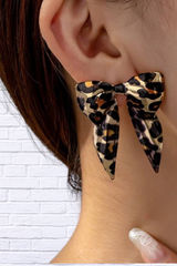 Animal Leopard Print Bow Earrings – Bold, Stylish Statement Earrings