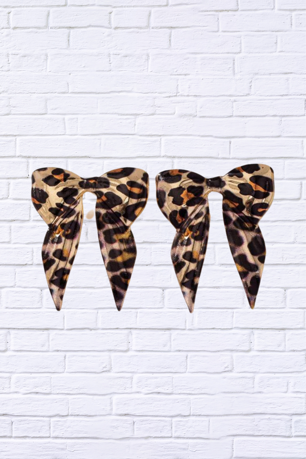 Animal Leopard Print Bow Earrings – Bold, Stylish Statement Earrings