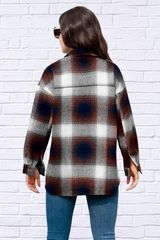 Plaid Button Up Collared Neck Jacket