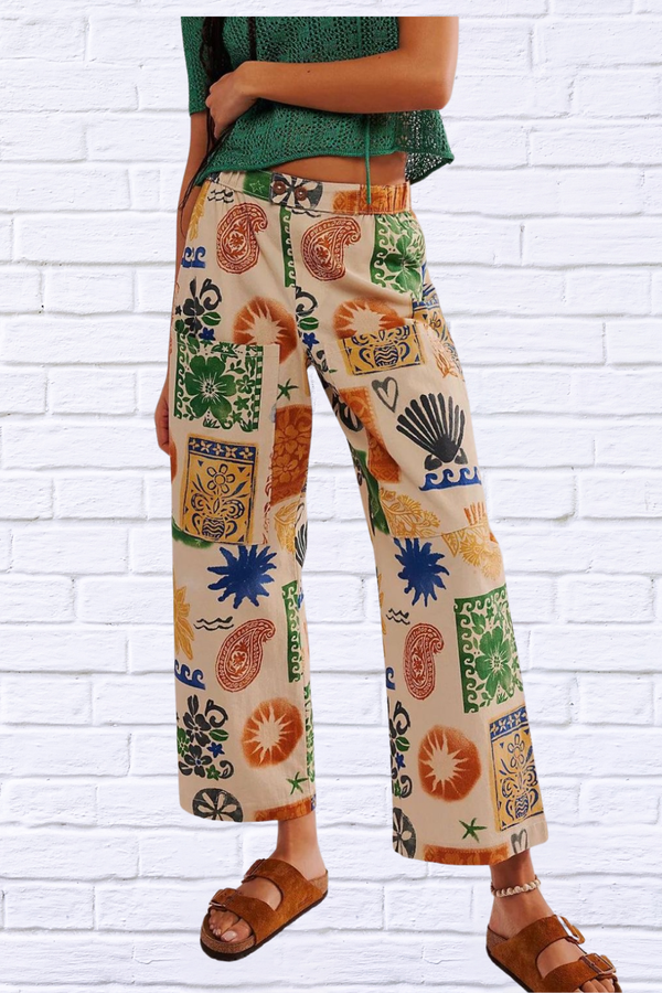 Printed Wide Leg Pants