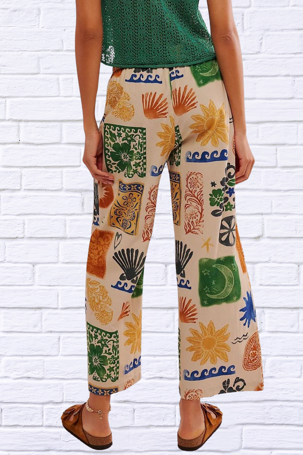 Printed Wide Leg Pants