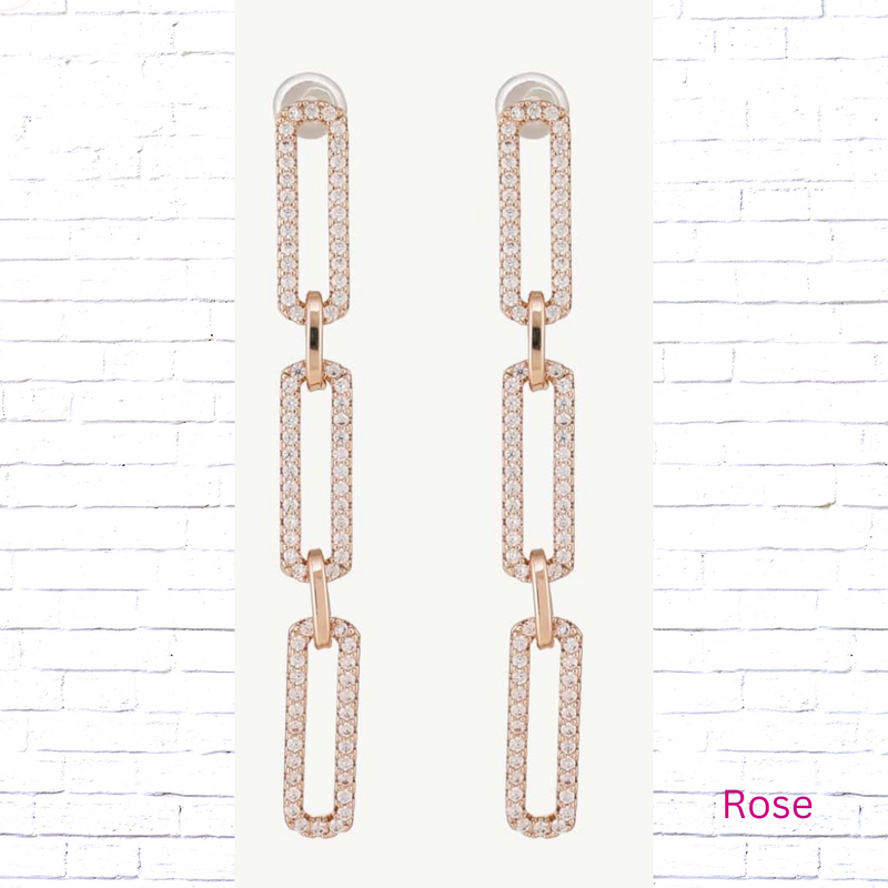 Rhinestone Chunky Chain Drop Earrings - | Diva USA